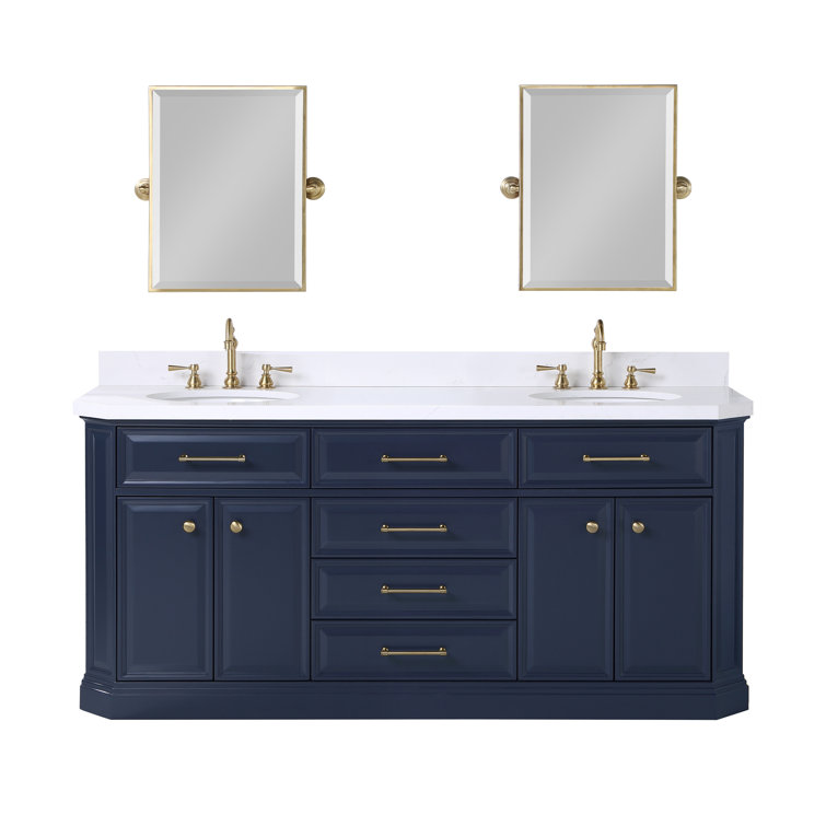 Water Creation Palace 72 In. Double Sink White Quartz Countertop Vanity